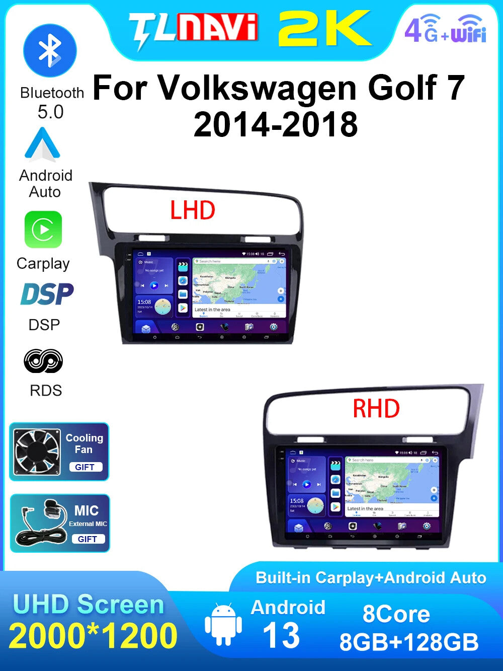 for VW for Volkswagen for Golf 7 2014-2018 Stereo CarPlay Car Radio Screen GPS Player