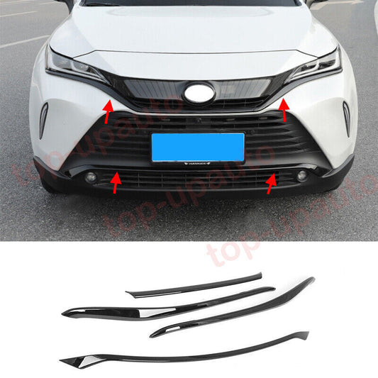 for Toyota Venza 2021-2023 Glossy Black Front Bumper+Grill Moulding Strip Trim4