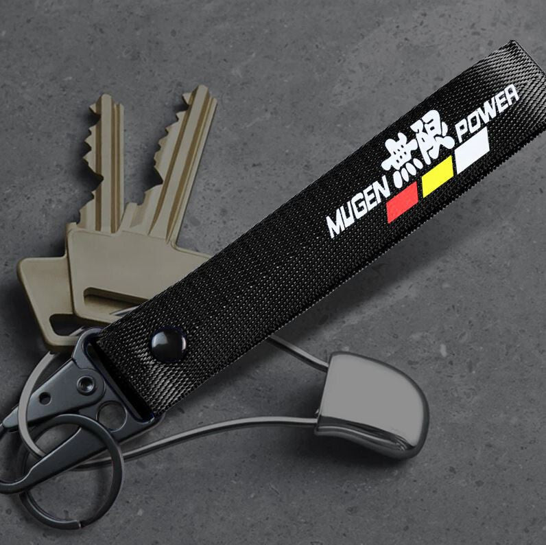 Car keychain metal key ring badge lanyard black for Mugen universal
