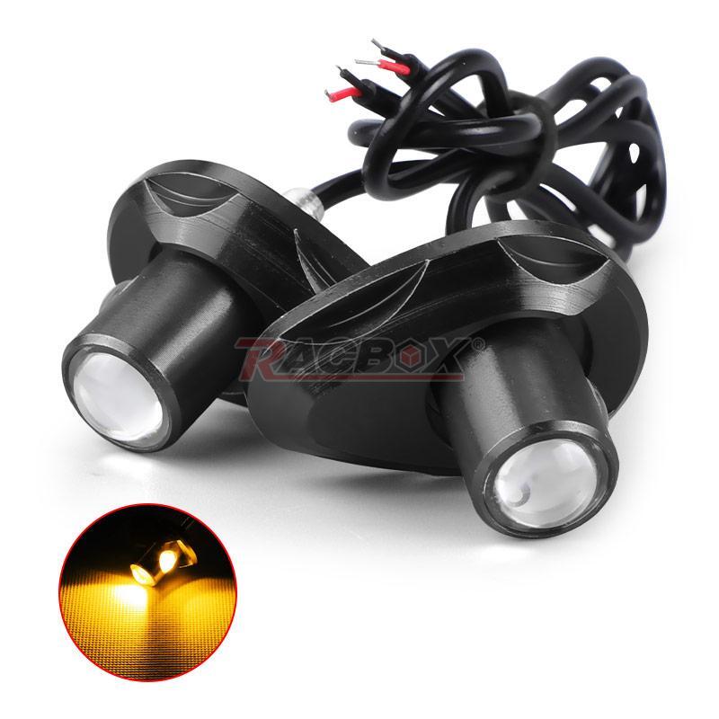 2X for Mini LED Motorcycle Turn Signals Indicator Black Amber Blinker DIY Light US