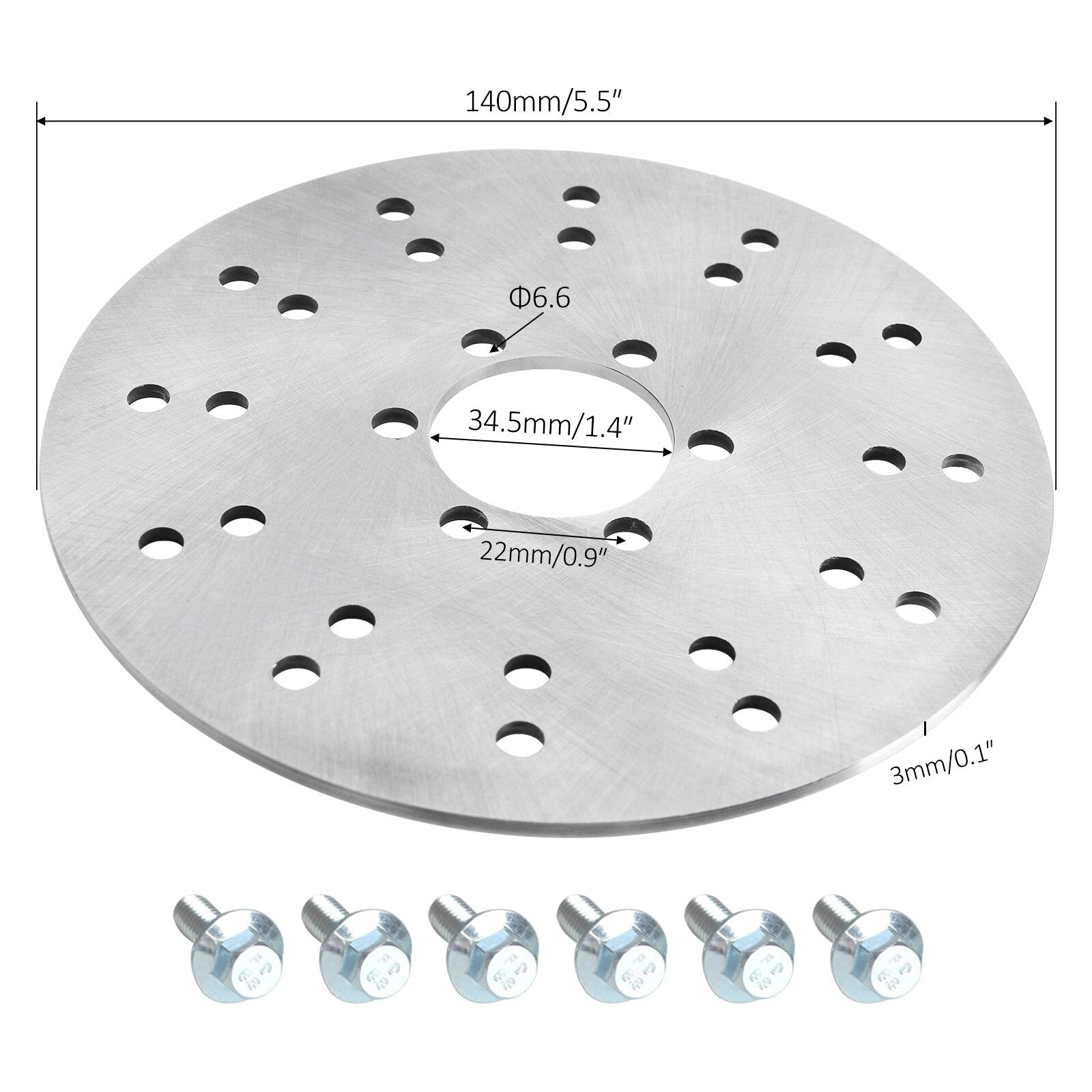 34.5mm x 140mm brake disc rotor with 6 holes for 49cc for mini Dirt Pit pocket bike