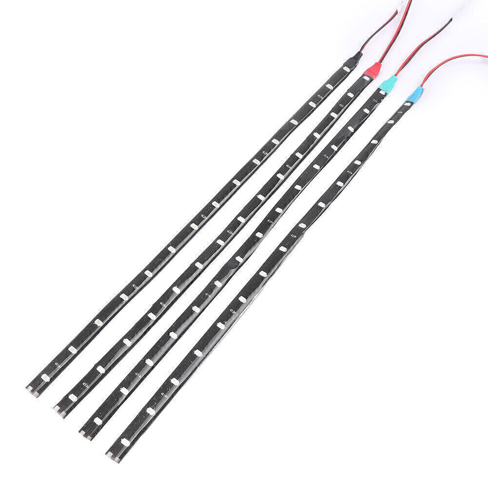 12V Universal Blue LED Strip Light Waterproof Flexible 15-LED Lamp Auto Car