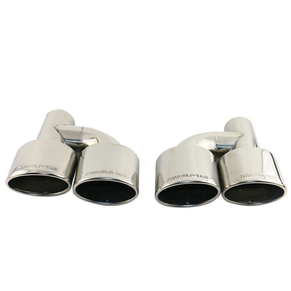Pair Engraved AMG Oval Dual Exhaust Tips for Mercedes-Benz C-class Universal