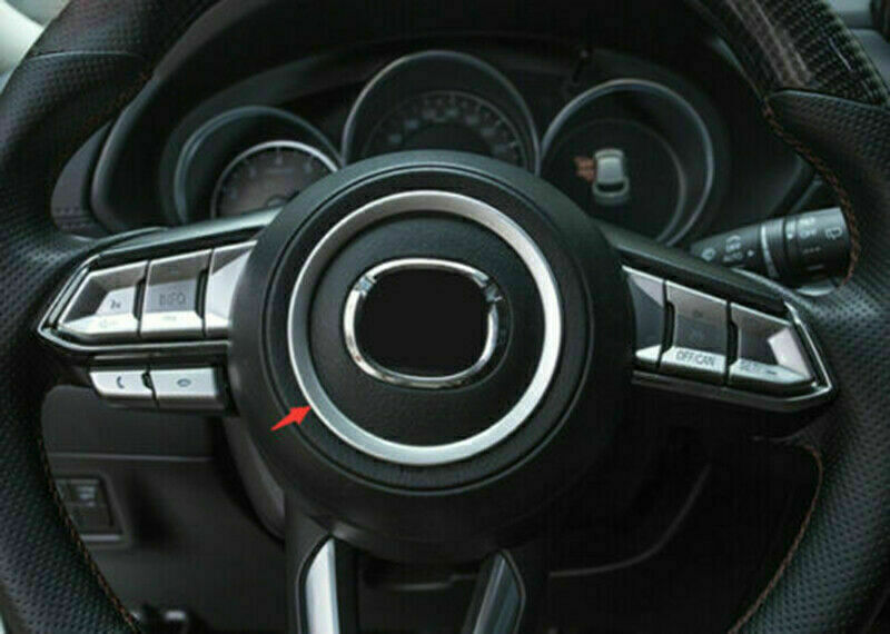 1X Silver Steering Wheel Center Decor Ring Frame Trim for Mazda CX-5 CX5 2017-24