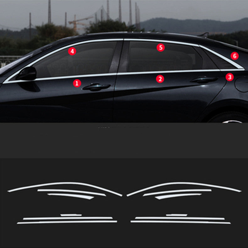 for Hyundai for Elantra 2021-2023 Chrome Steel Window Molding Strip Cover Trim 12pcs