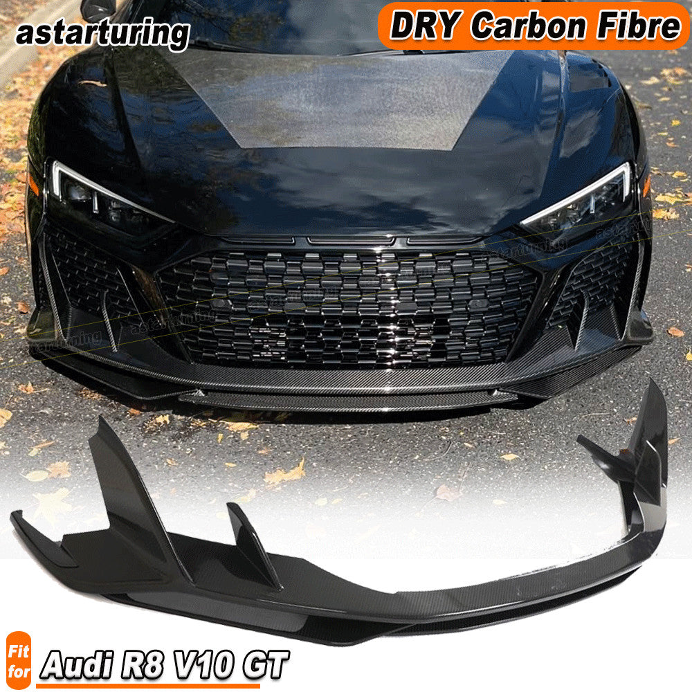 Fit for Audi R8 GT V10 2022UP Dry Carbon Fiber Front Bumper Lip Spoiler Splitter