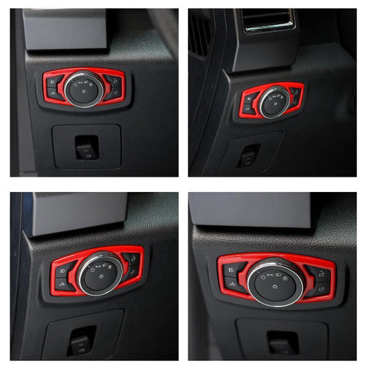 ABS Red Interior Headlight Switch Knob Cover Trim for 2015-2020 for Ford F-150