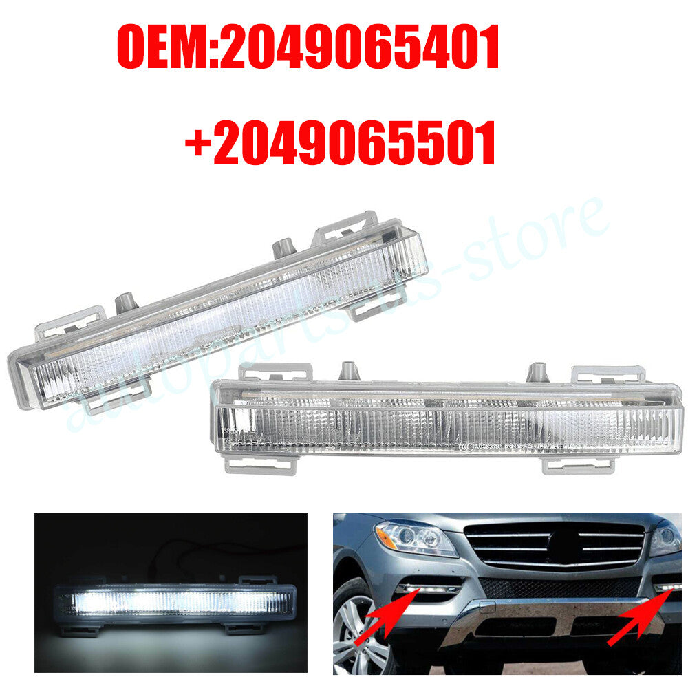 Left + Righ Front LED Daytime Running Light DRL Fog Lamp for Benz W166 2012-15