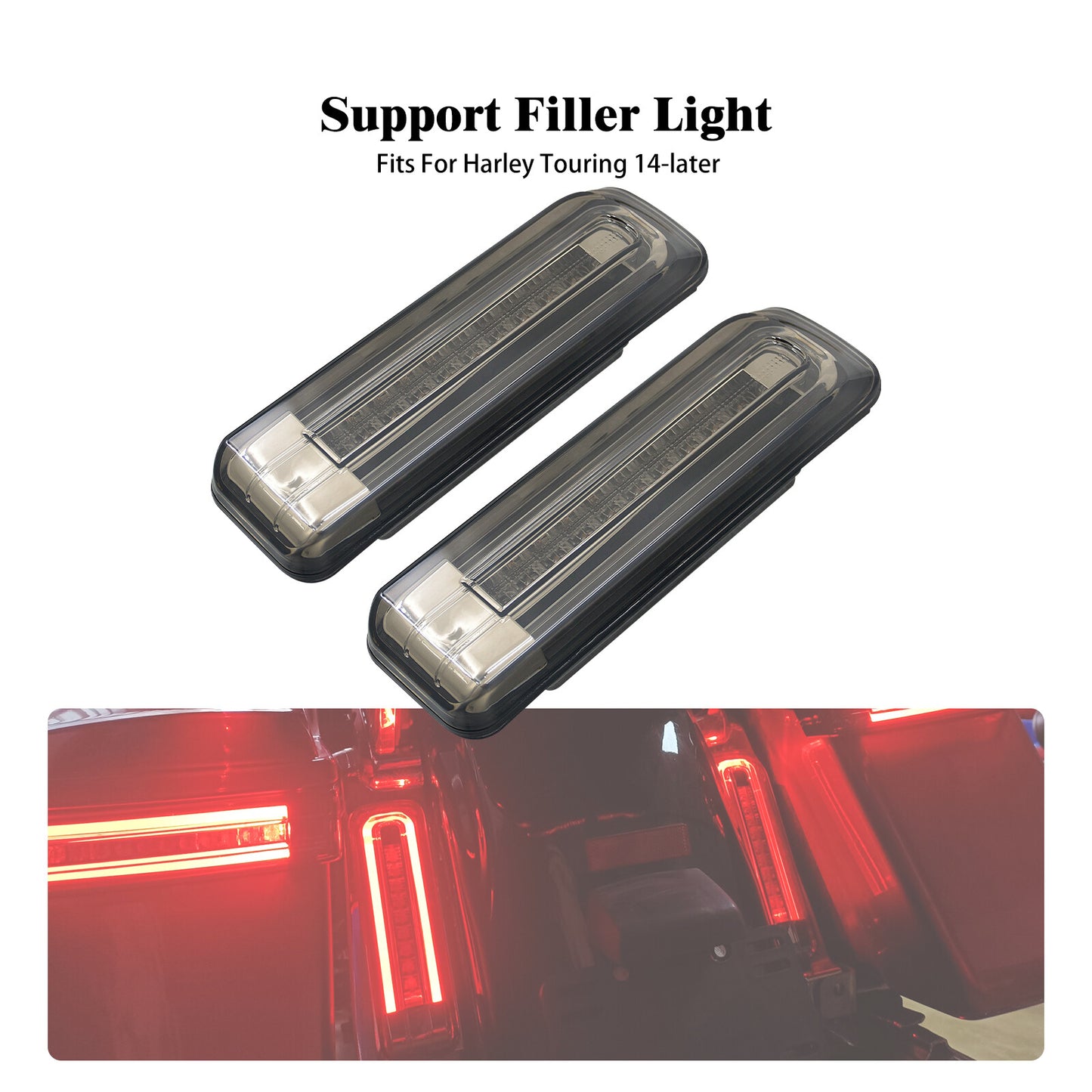 Somke LED Inserts Saddlebag Support Light for Harley Electra Road Glide 14-2024