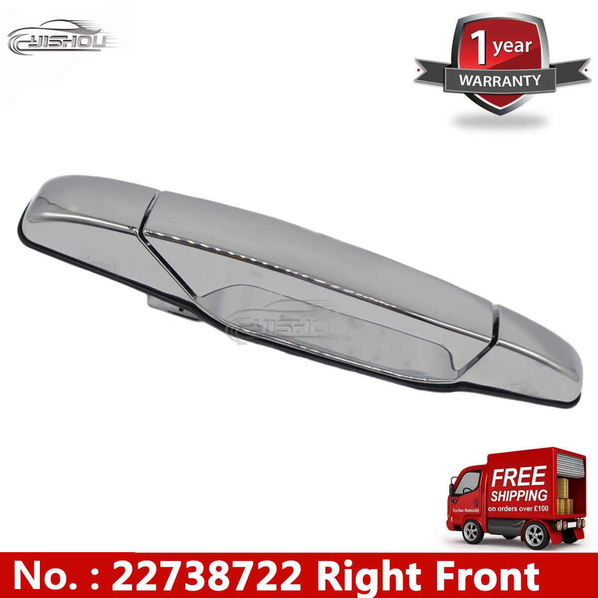 Exterior chrome door handles on the front right for Chevrolet Silverado for GMC for Sierra 2007-2013