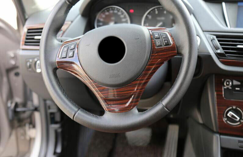 for BMW X1 E84 2013-2015 Red Wood Grain Inner Steering Wheel Decor Cover Trim 1P