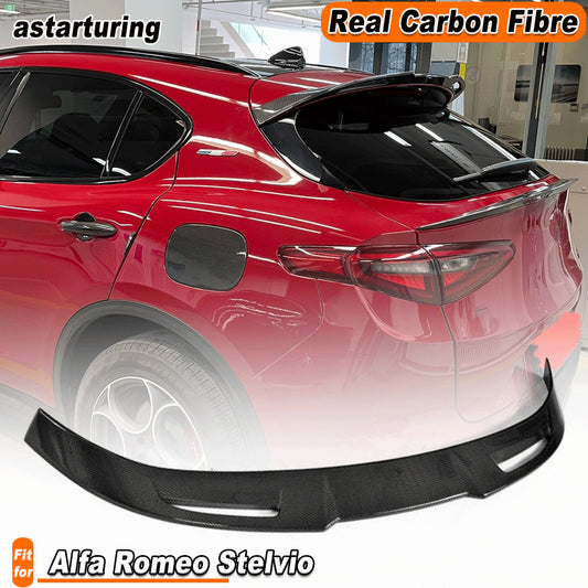 Fit for Alfa Romeo for Stelvio 2017-20 Rear Roof Spoiler Trunk Wing Lip Real Carbon