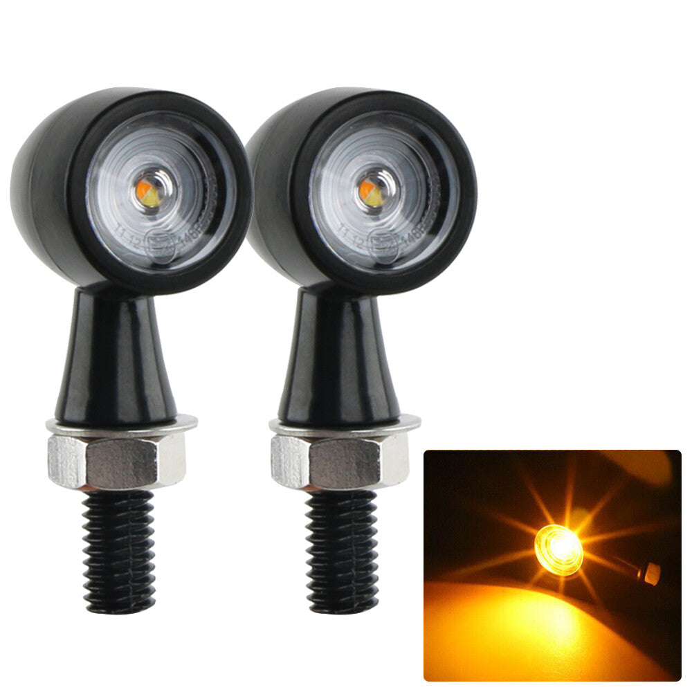 2-Piece Motorcycle LED Turn Signal Light Flashing DRL for Bobber Cafe Racer, Amber 8mm
