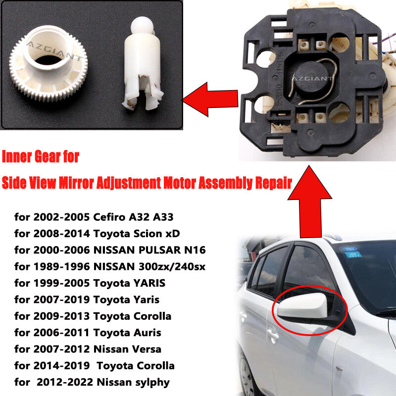 Side mirror adjustment motor gear is suitable for 2009-2013 for Toyota for Corolla /Auris and 2006-2011 models.