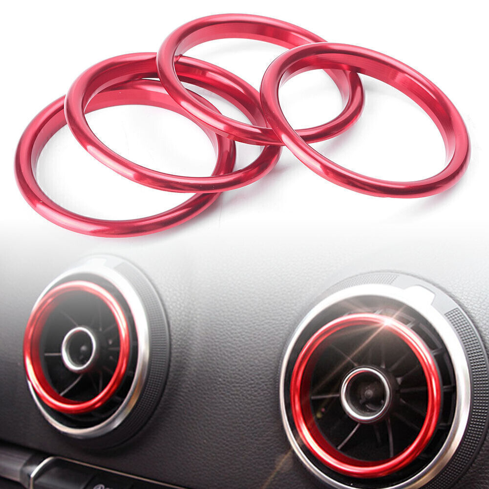 Interior Red Air Vent Outlet Ring Cover Trim Fit for Audi A3 8V 2012-2019 Auto 4pcs
