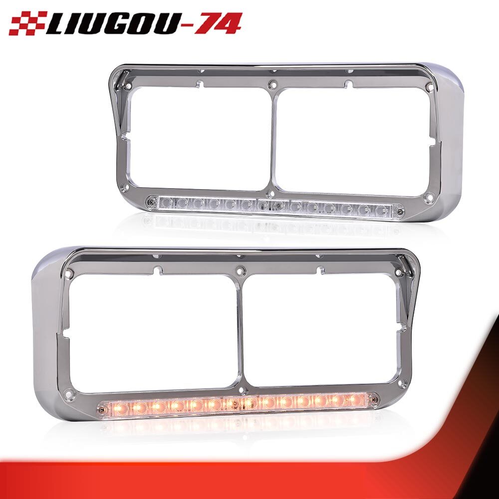 Suitable for dual rectangular 4x6 headlights - clear lens headlight bezel with 1 pair of visors