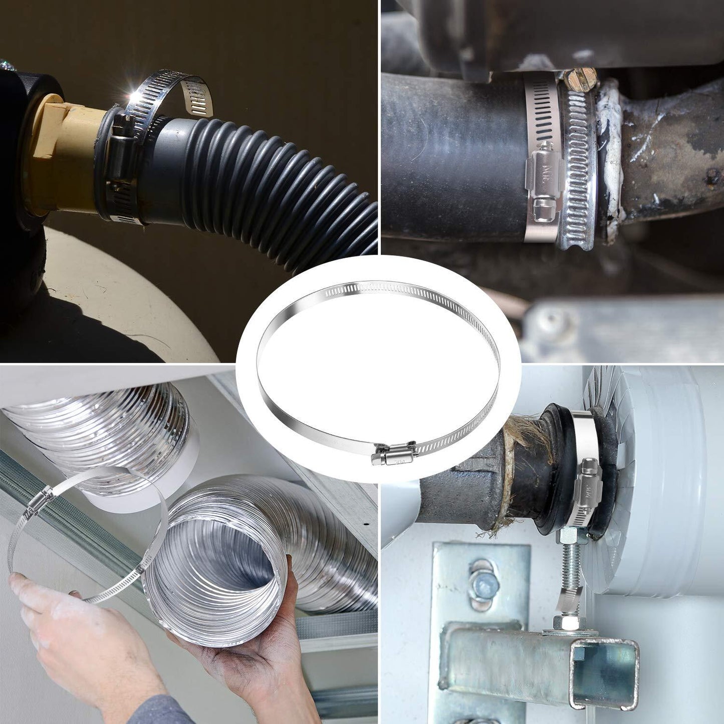 8-inch Adjustable Hose Clamp Stainless Steel Pipe Clamp Worm Gear Clamp Drive Clamp