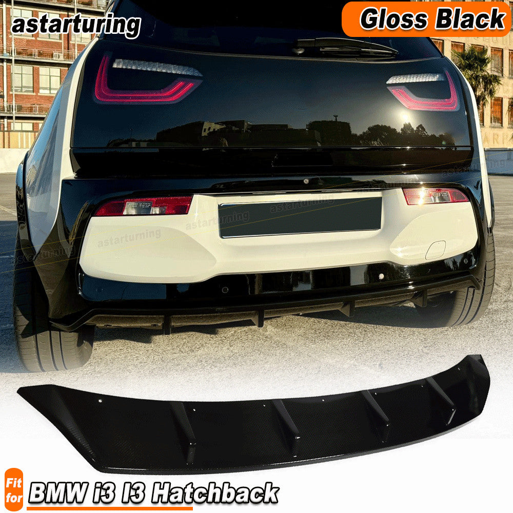 for BMW i3 i3s I01 Hatchback 18-20 Gloss Black Rear Bumper Diffuser Lip Spoiler
