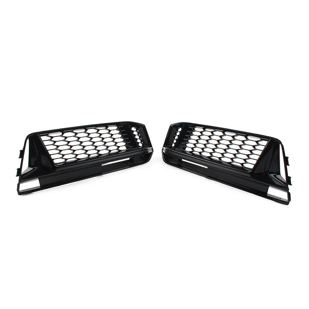 for Audi A4 B9 S-Line S4 2016-2018 Honeycomb Fog Light Grille Cover Glossy Black