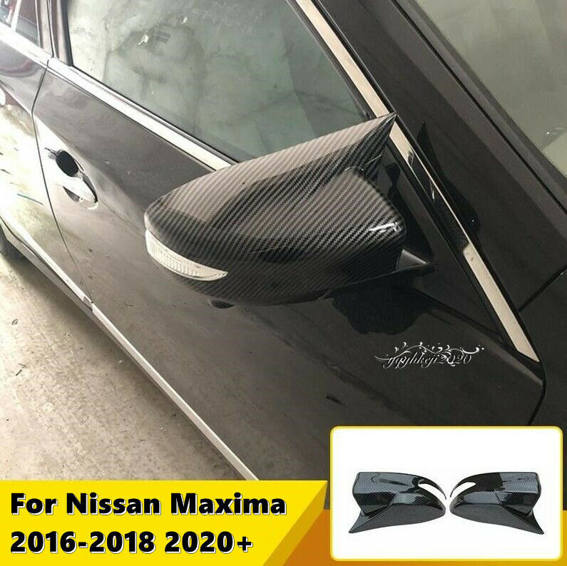 for Nissan Maxima 2016-2018 2020 21 Carbon Fiber ABS Rear View Mirror Cover Trim