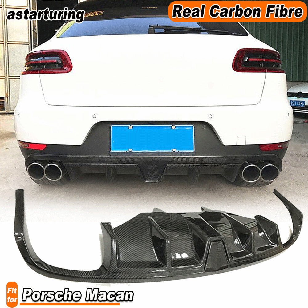 Fit for Porsche Macan 2014-20 REAL Carbon Fiber Rear Bumper Diffuser Lip Spoiler
