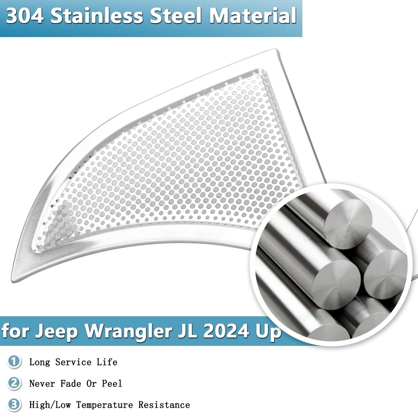 Silver Front Bumper Side Dust Cover Trim Stickers for Jeep for Wrangler JL 2024 Up
