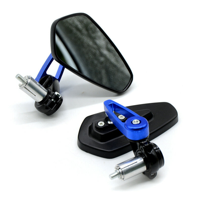 2x Motorcycle Aluminum BlackBlue 7/8 Bar End Side Rear View Rearview Mirror
