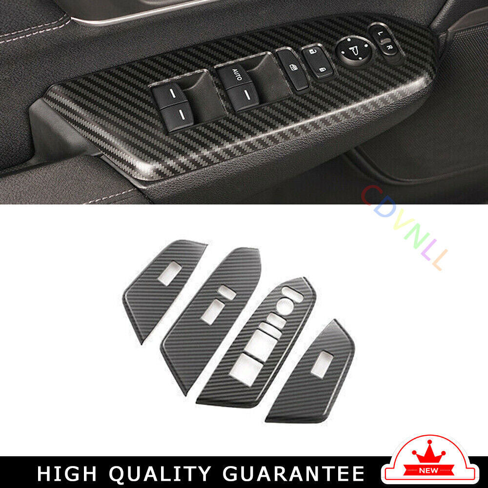 Window Lift Switch Button Cover Trim for Honda CRV 2017-2022 Steel Carbon Fiber