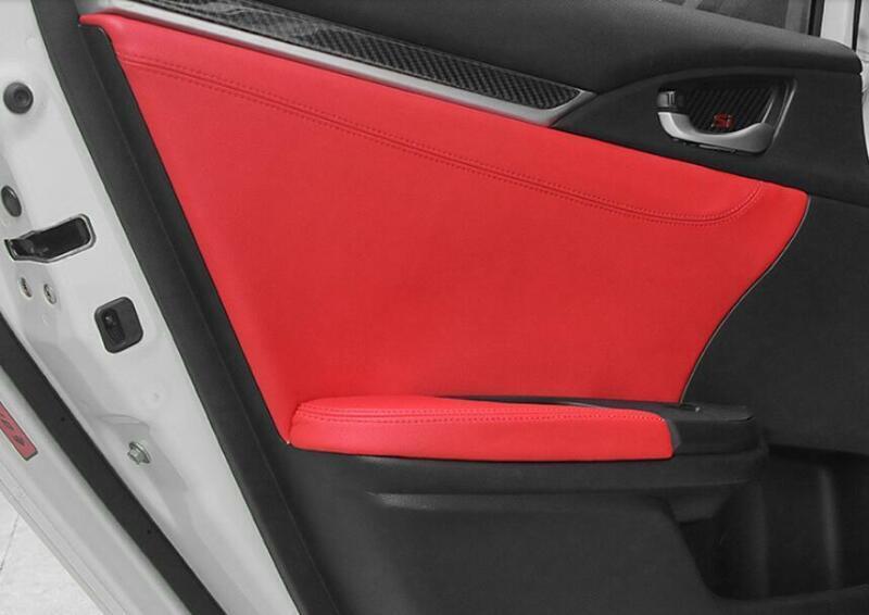 Red Leather Inner Door Panel Armrest Cover Trim for Honda for Civic 2016-2021 Sedan