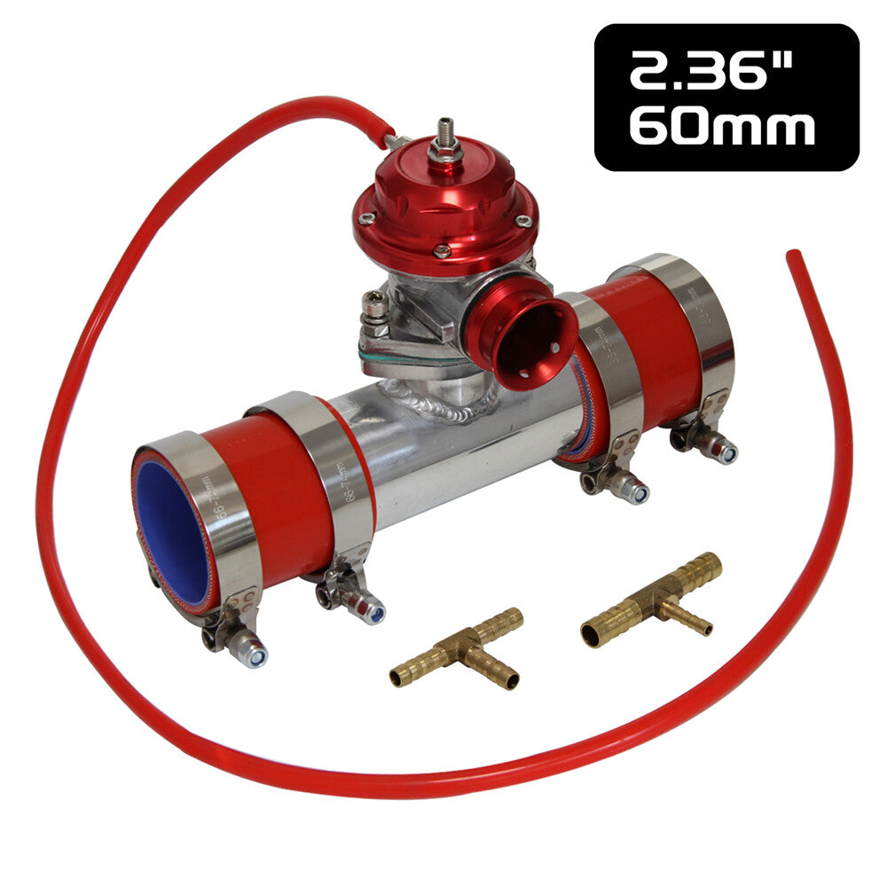 30PSI Blow Off Valve BOV +Type RS 2.36 Flange Pipe Adapter Silicone Hose Kit