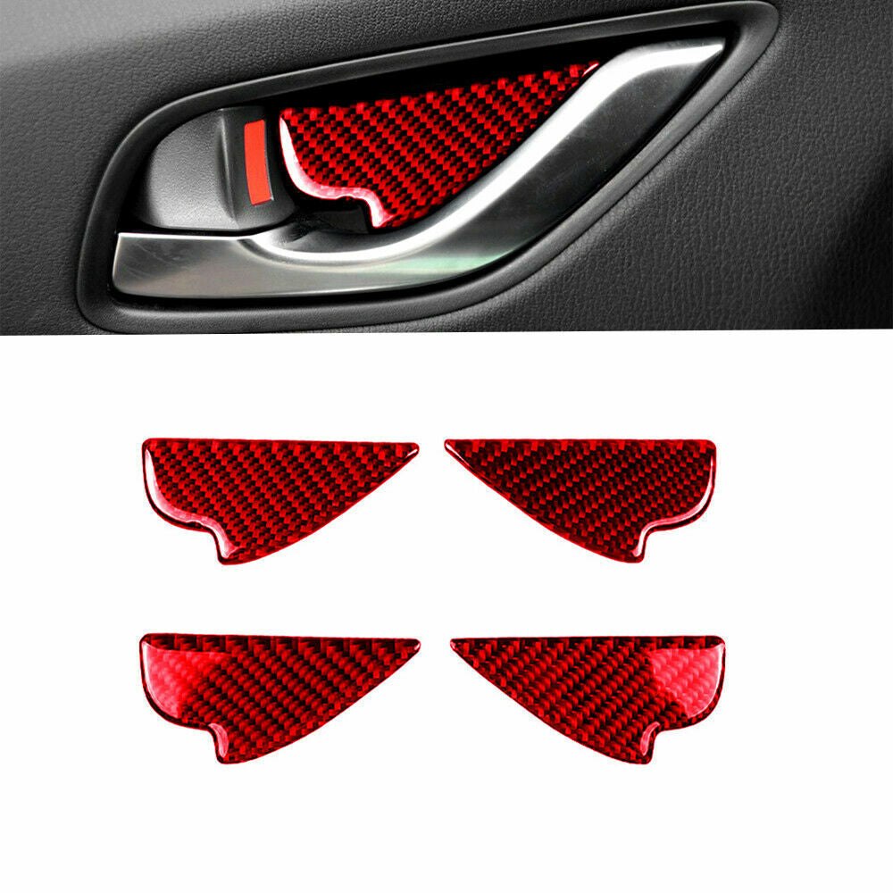 4-piece carbon fiber car door handle cup cover trim for Mazda CX-5 (2014-18)
