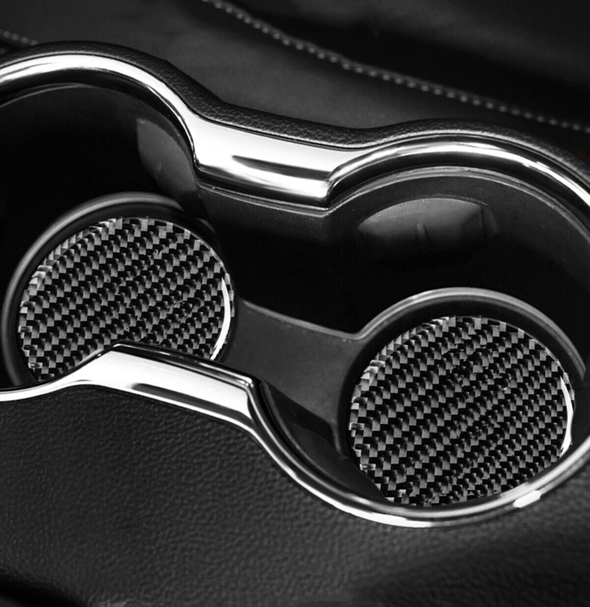 for ford  for Mustang 2015-2022 Beverage Holder Coasters, Waterproof, Carbon Fiber