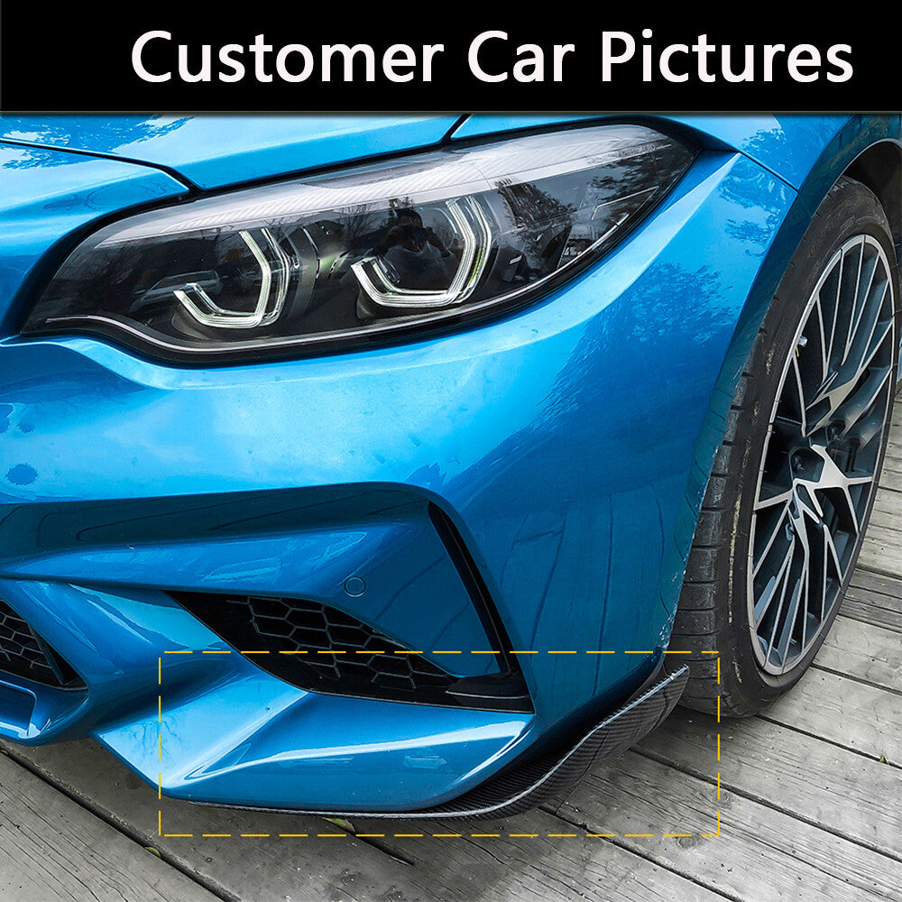 2PCS Front Bumper Splitters Lip Flaps for BMW F87 M2 Coupe 16up Carbon Fiber