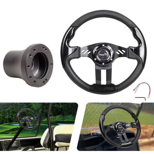 13inch Black for Golf Cart Steering Wheel Black Hub Adapter for Club Car for DS 1984-UP