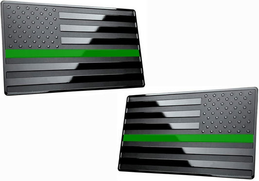 2-piece car side fender rear trunk badge American flag black and green for Cadillac