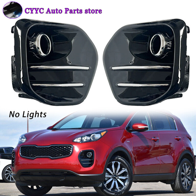 2Pcs Fog Light Cover Frame for KIA Sportage KX5 2016-2018 Bright Black No Lights