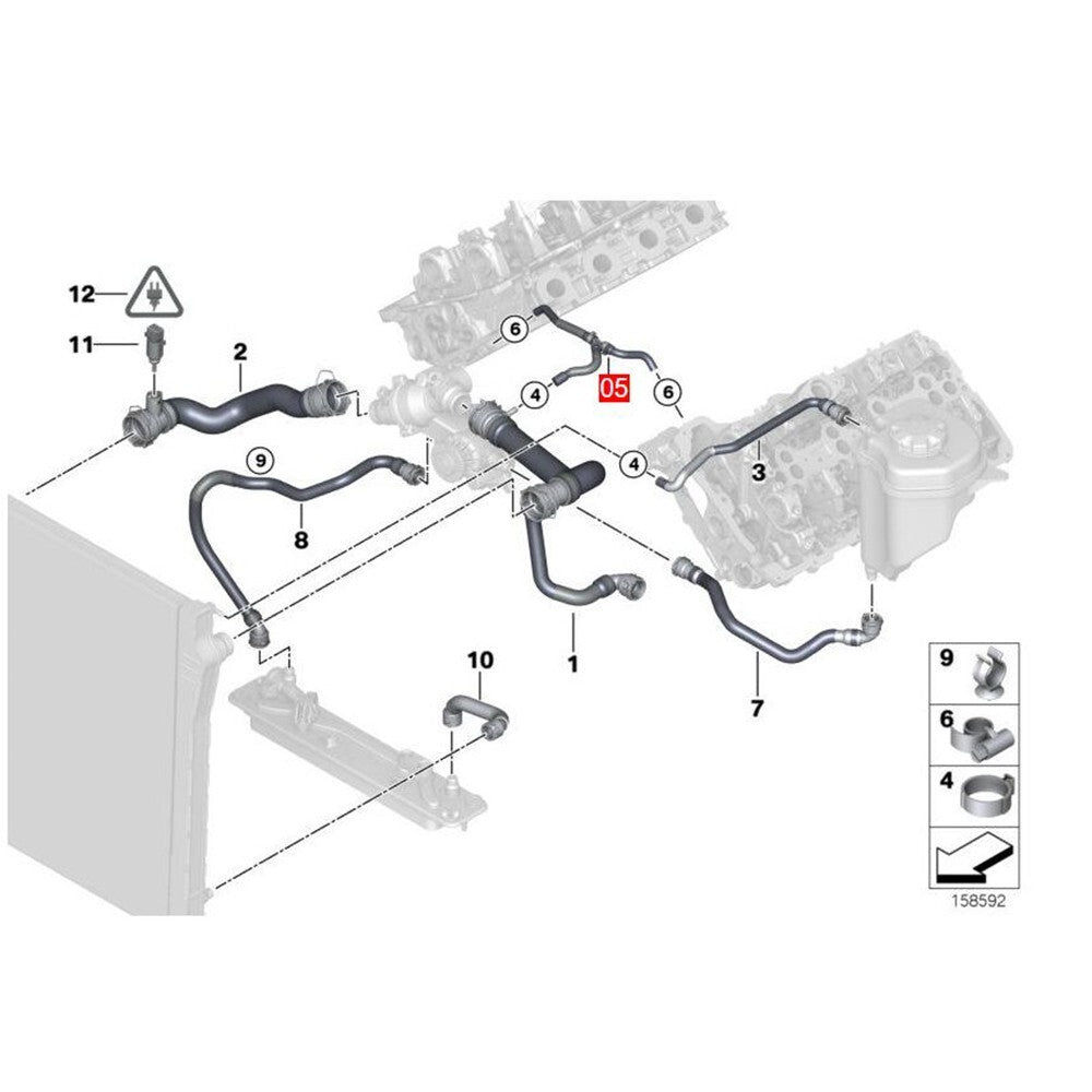 Suitable for BMW E70 X5 2007 - 10 Radiator hose, engine coolant reservoir 17127536236