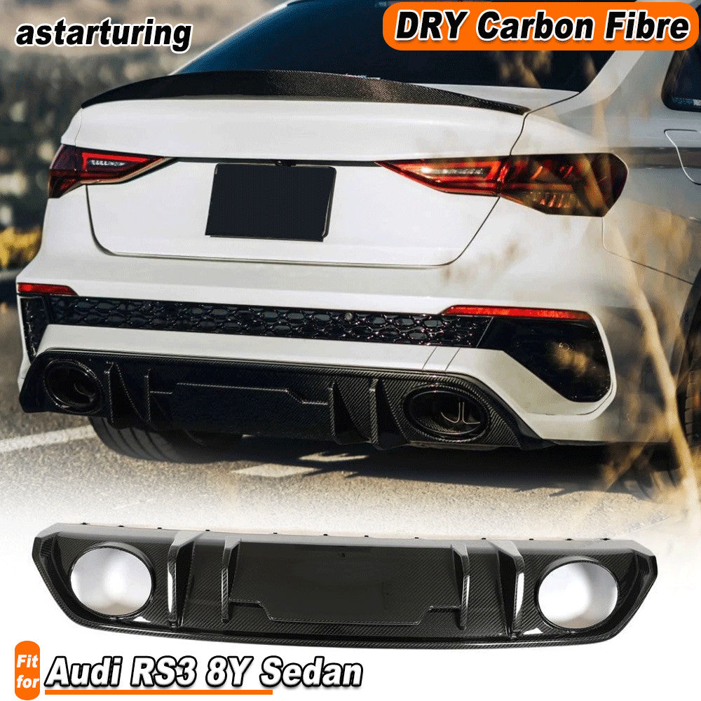 Fit for Audi RS3 8Y Sedan 2022-2023 Dry Carbon Fiber Rear Bumper Diffuser Lip