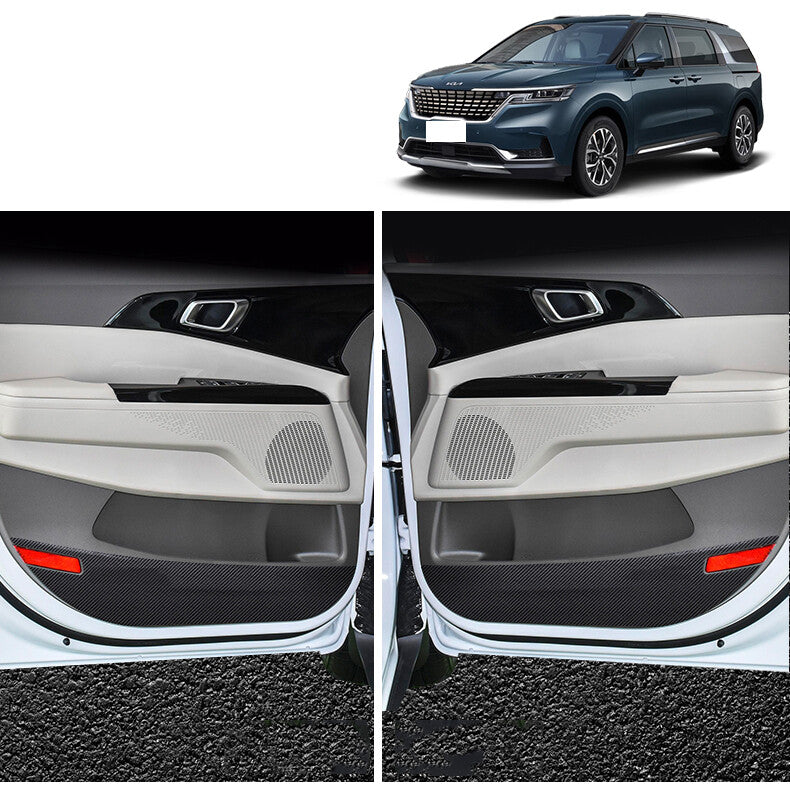 for Kia Carnival 2022-2023 Carbon Fiber Leather Door Anti-Kick Panel Guard Trim