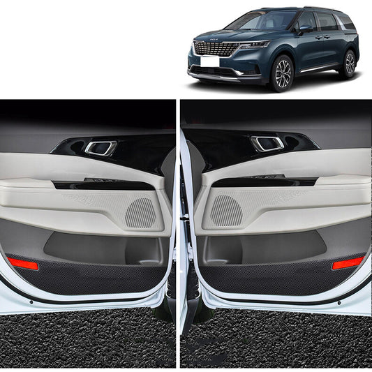 for Kia Carnival 2022-2023 Carbon Fiber Leather Door Anti-Kick Panel Guard Trim