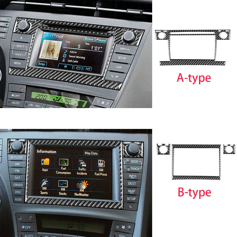 For Toyot@ Prius 2012-15 RHD Center Control Navigation Set Trim Carbon Fiber¡Á19