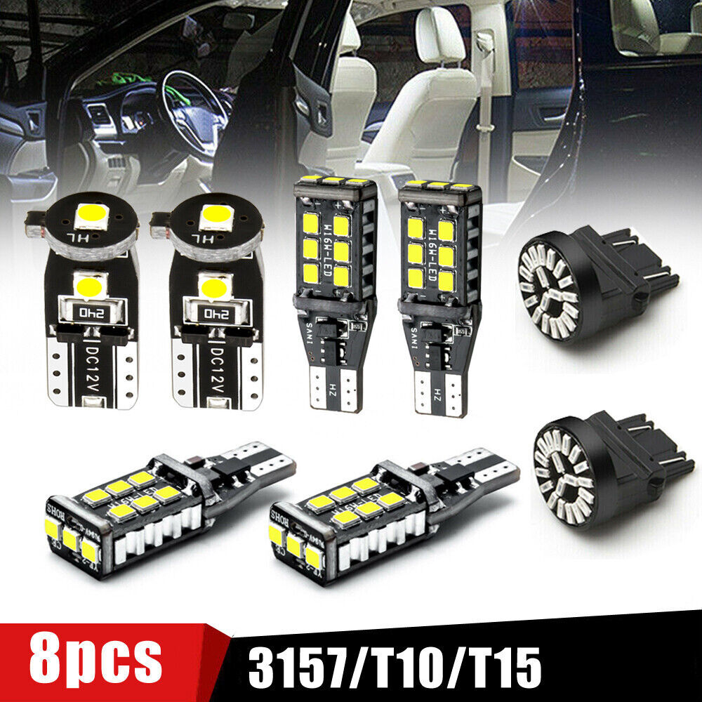 8x Universal Car LED Bulb Kit For License Plate Lamp Reverse Backup Brake Light