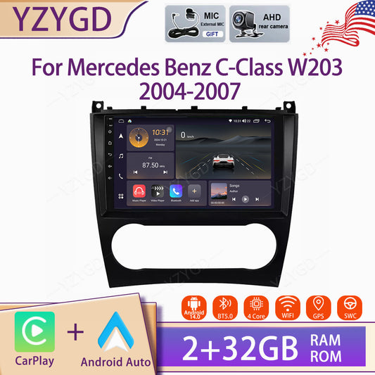 Android 14 Car Stereo Radio for Mercedes for Benz C-Class W203 2004-2007 CarPlay GPS