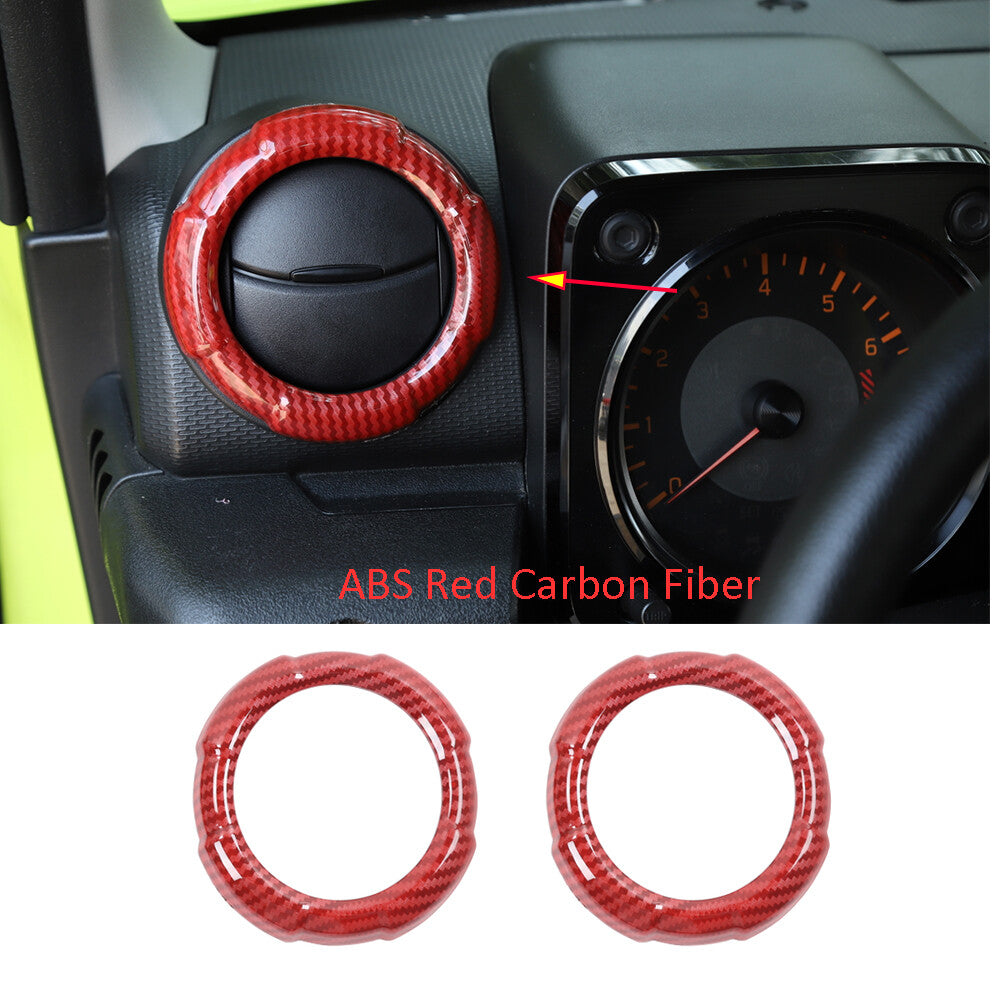 2¡ÁAir Condition Vent Outlet Trim for Suzuki for Jimny 2019-2022 ABS Red Carbon Fiber