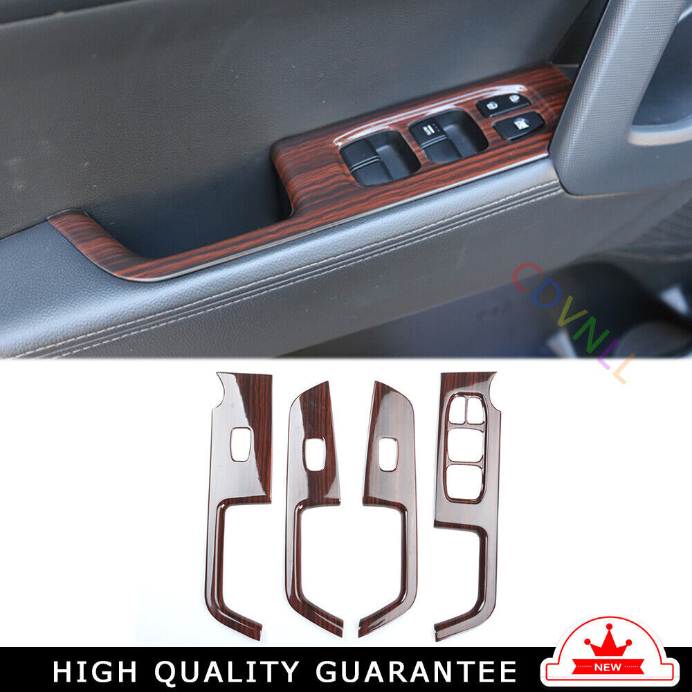 Car Glass Window Lifting Lock Panel Trim 4PCS for Hyundai IX25 15-2019 Red Wood