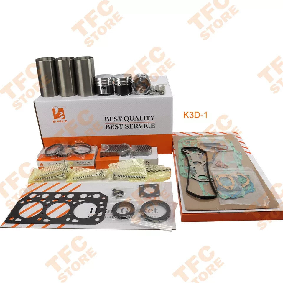 K3D K3D-1 Engine Overhaul Rebuild Kit for Mitsubishi Piston Rings Cylinder Liner