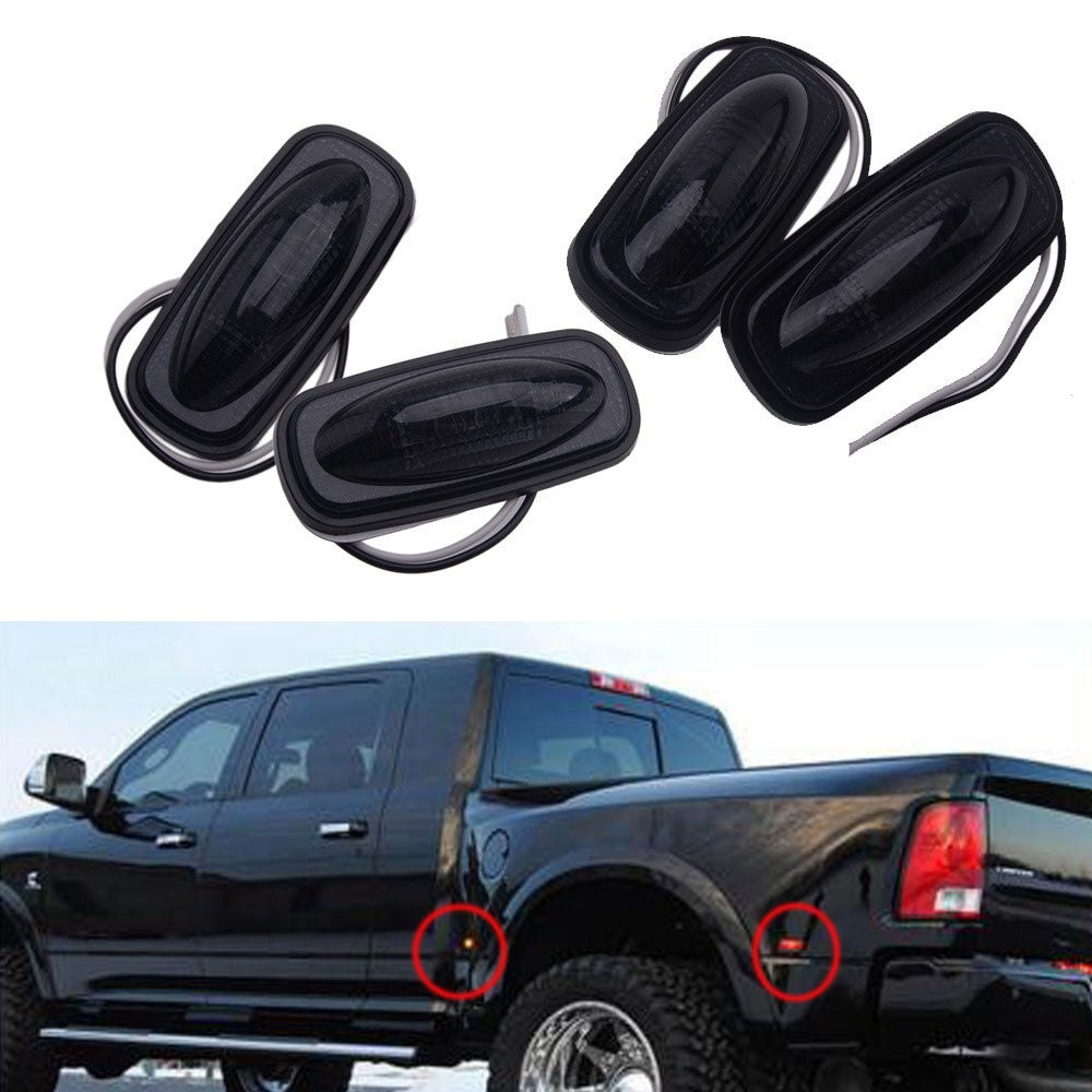 4Pcs Smoked White LED Side Marker Lights for Dodge for RAM 1500 2500 3500 2003-2008