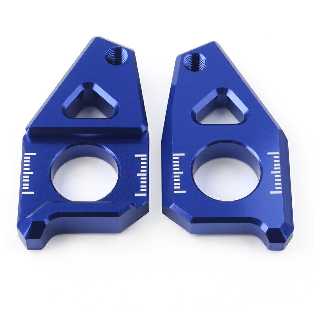 Axle Spindle Chain Adjuster Blocks Fit for Yamaha YZF R1 FZ8 FZ1 TMAX 530 Blue