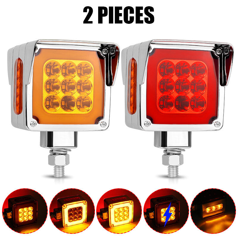 2X 3 Dual Face LED Turn Signal Brake Side Marker Light Truck Trailer Red/Amber