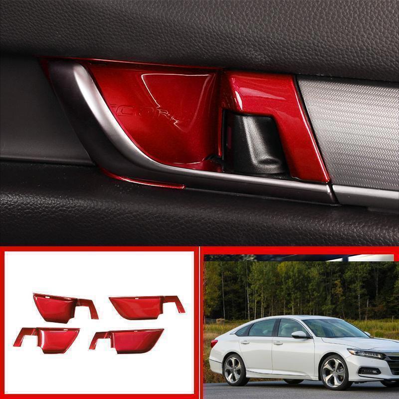 for Honda Accord 2018-22 Red ABS Interior Door Handle Bowl molding Cover Trim 4P